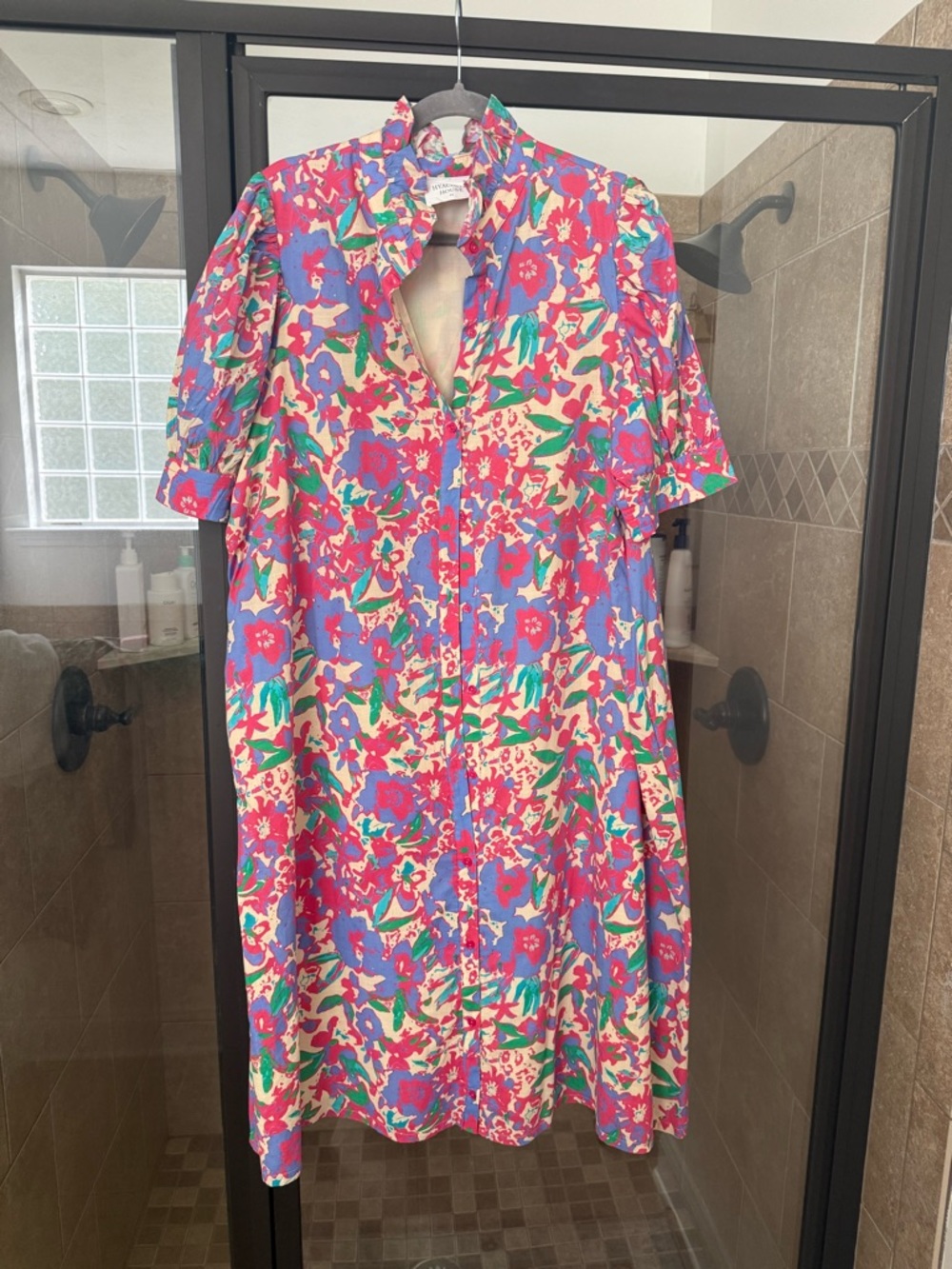 Hyacinth House Bright Floral Button-Front Midi Dress